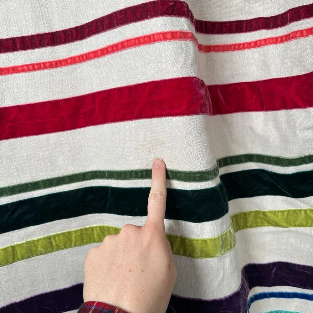 Pottery Barn Teen Rainbow Full Queen Duvet Set Striped Velvet Linen Cotton